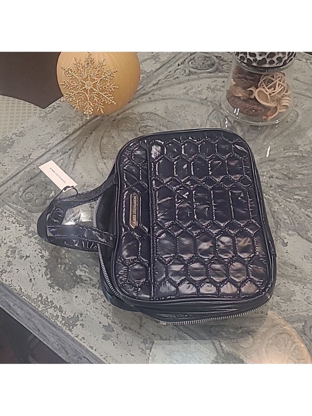 AIMEE KESTENBERG NAVY QUILTED COSMETIC BAG HANGING ORGANIZER NEW